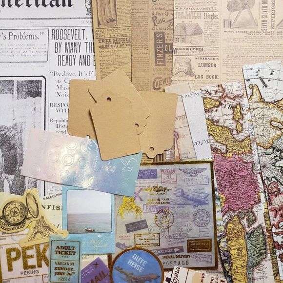50+ Piece Scrapbooking And Paper Craft Bundle Travel Newspaper - Picture 3 of 5